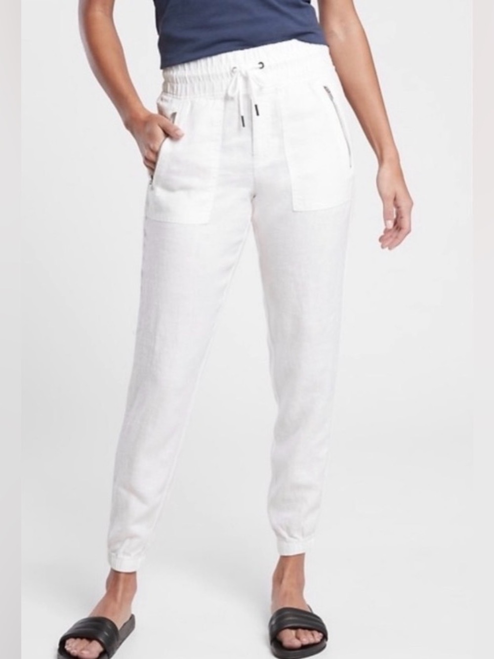 🤍 Athleta Cabo Linen Joggers White Size 2 🤍